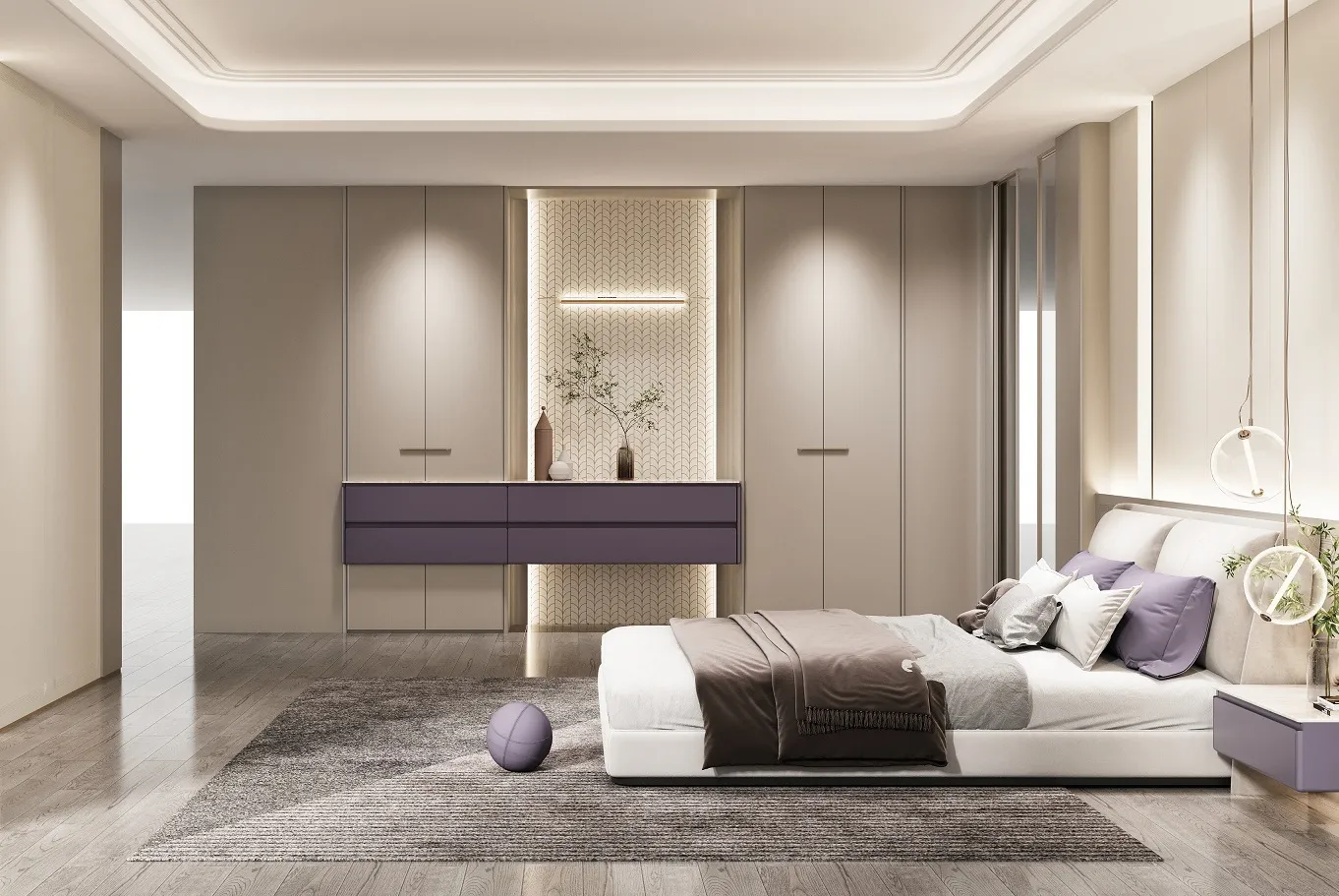 Bedroom interior design in Dubai with fitted wardrobes