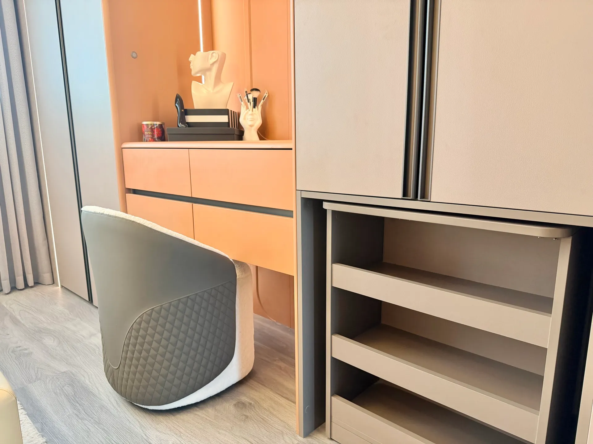 Bedroom joinery and wardrobes at the Modenzo showroom in Dubai