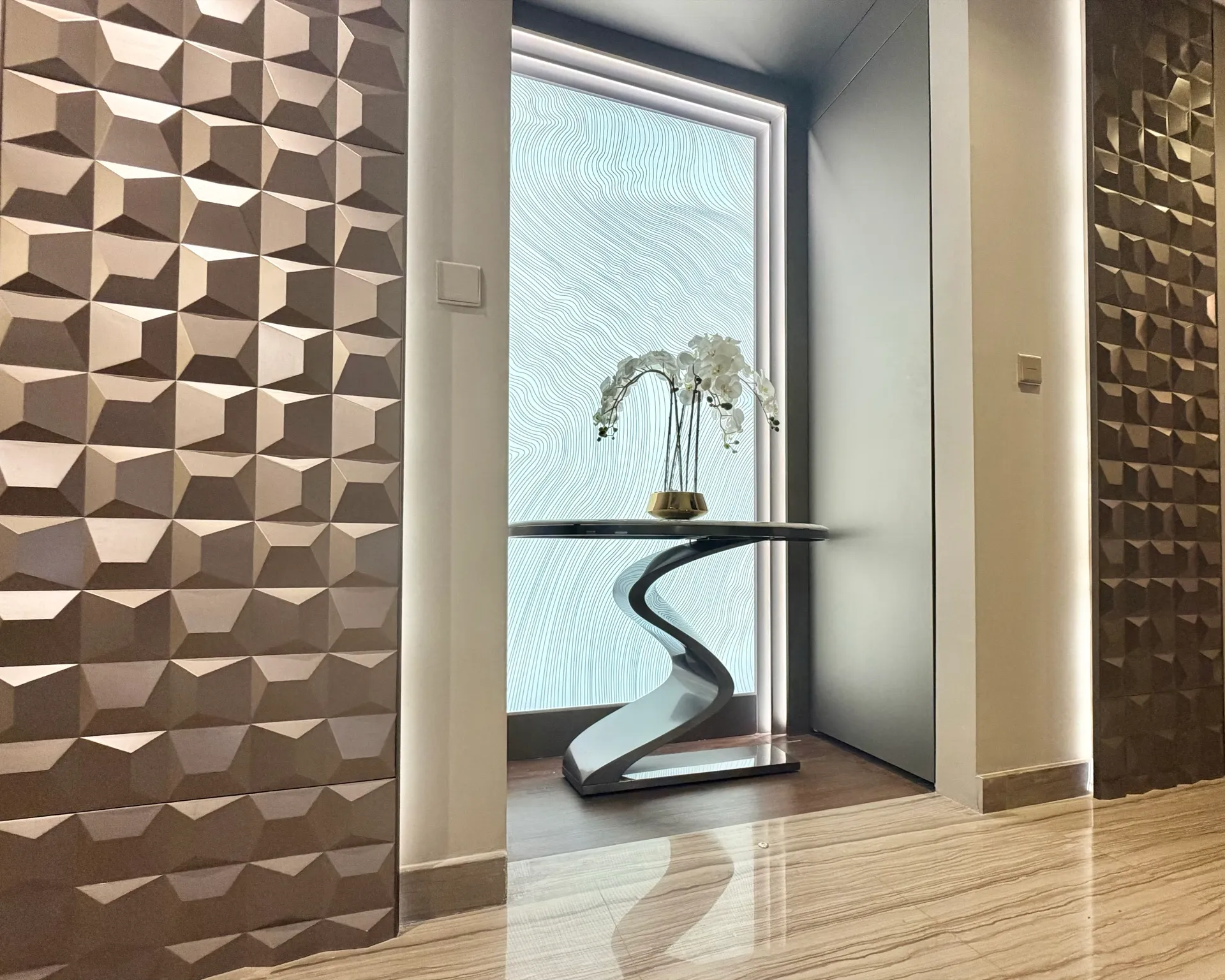 Entrance cabinet joinery at the Modenzo showroom in Dubai