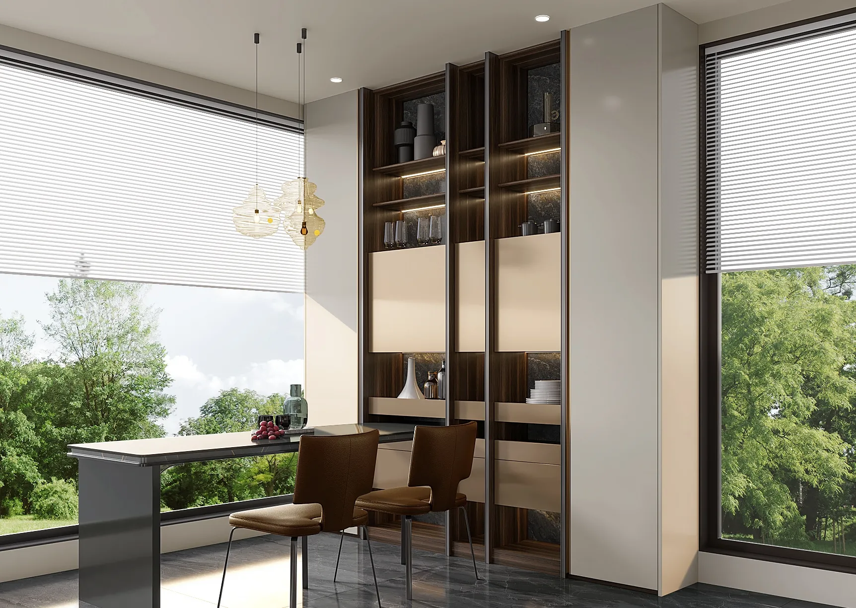 Home office interior design in Dubai with custom joinery