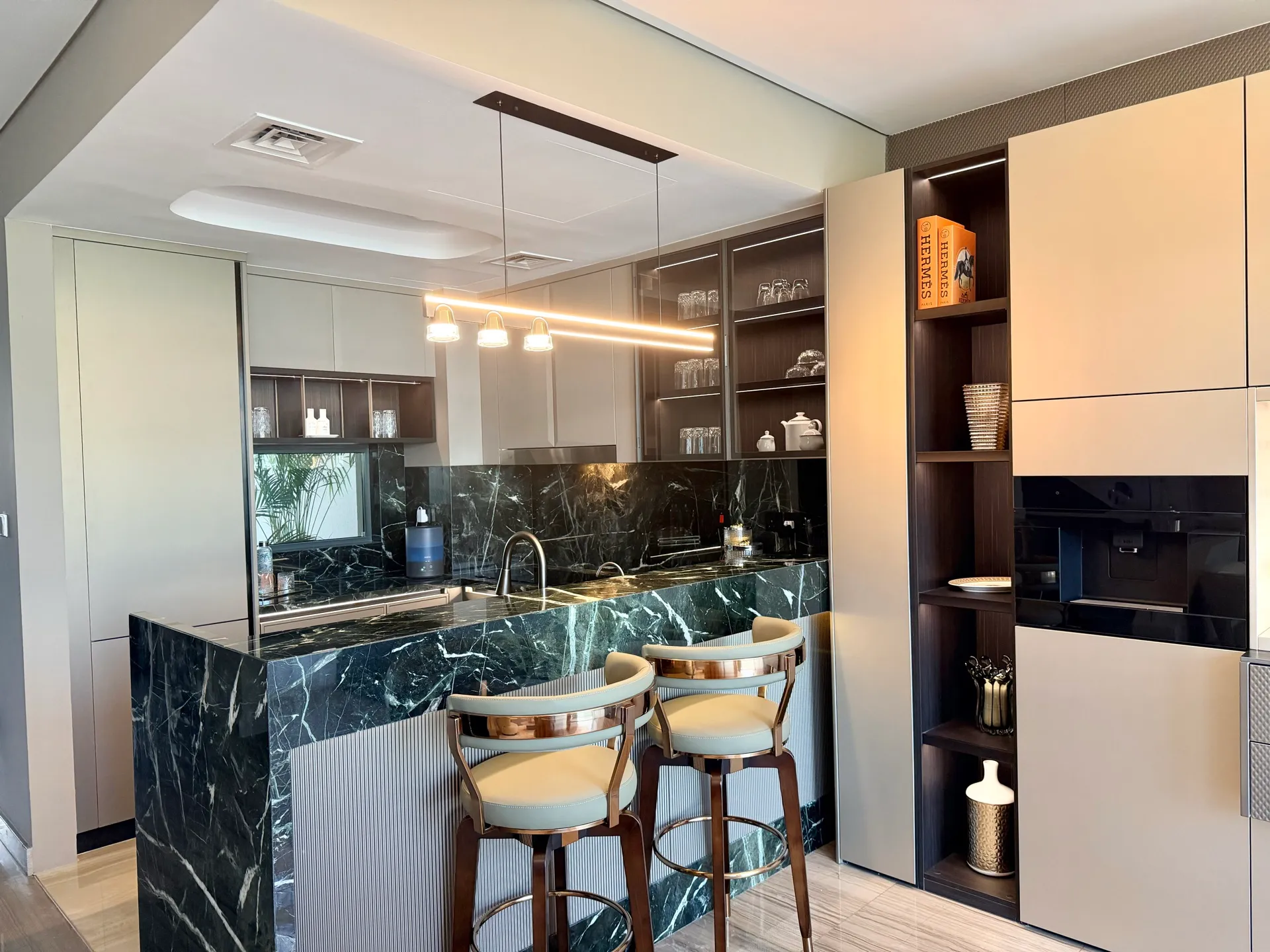 Kitchen design display at the Modenzo showroom in Dubai