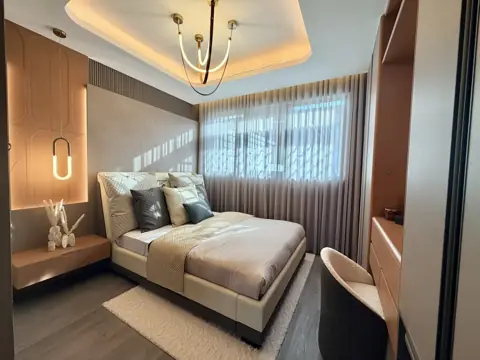 Villa bedroom with full-height joinery