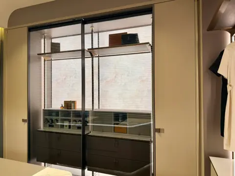 Glass-door fitted wardrobe